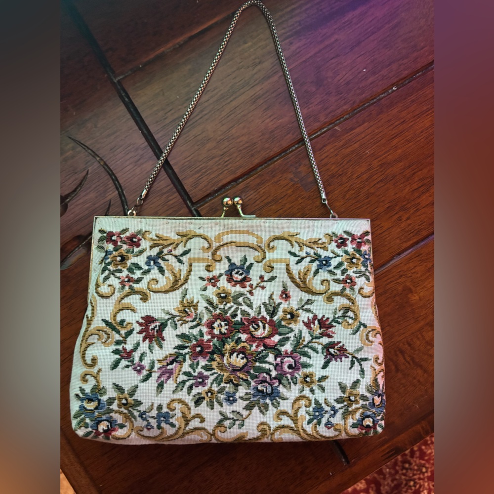 Vintage Floral Tapestry Evening Bag
